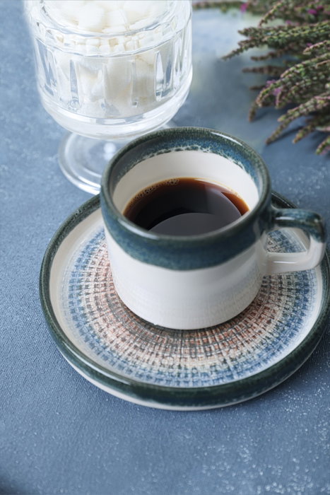 Hermia Juego de tazas de té Blanco y azul oscuro (12 piezas)